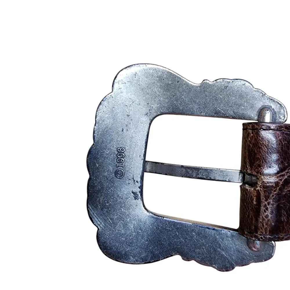 Vintage Brighton 1996 Belt Brown Leather Silver Heart S